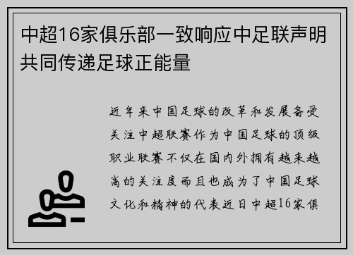 中超16家俱乐部一致响应中足联声明共同传递足球正能量